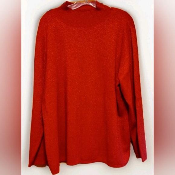 Draper's & Damons Sweaters - Draper's & Damons Red Metallic Mock Turtle Neck Women's Sweater Plus Size 2X
